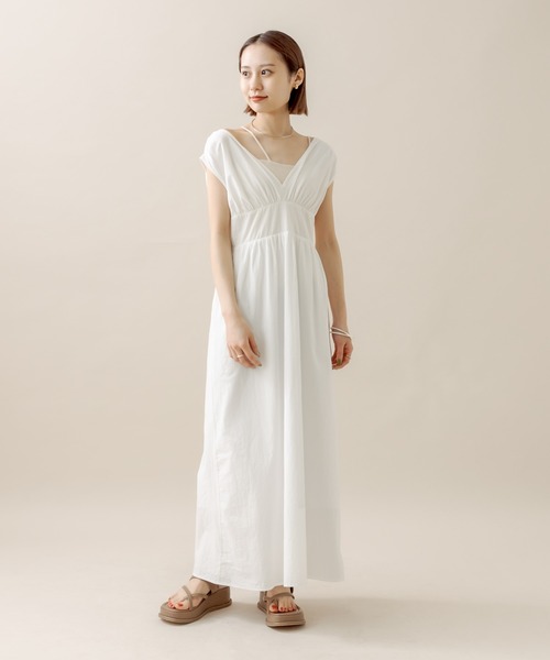 mline（エムライン）の「[mline]ストライプフレンチスリーブワンピース（ワンピース・レディース・オフホワイト/イエロー/ブルー・2/1）」の10枚目の写真