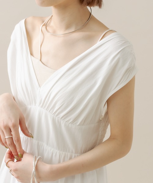 mline（エムライン）の「[mline]ストライプフレンチスリーブワンピース（ワンピース・レディース・オフホワイト/イエロー/ブルー・2/1）」の13枚目の写真