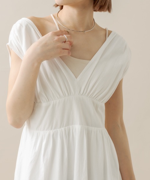 mline（エムライン）の「[mline]ストライプフレンチスリーブワンピース（ワンピース・レディース・オフホワイト/イエロー/ブルー・2/1）」の14枚目の写真