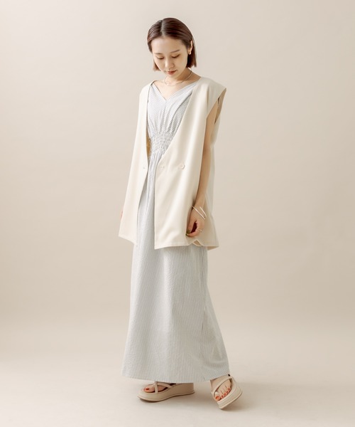 mline（エムライン）の「[mline]ストライプフレンチスリーブワンピース（ワンピース・レディース・オフホワイト/イエロー/ブルー・2/1）」の15枚目の写真