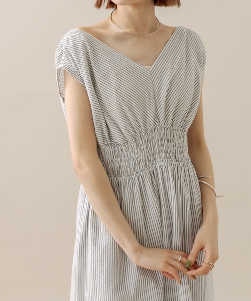 mline（エムライン）の「[mline]ストライプフレンチスリーブワンピース（ワンピース・レディース・オフホワイト/イエロー/ブルー・2/1）」の19枚目の写真