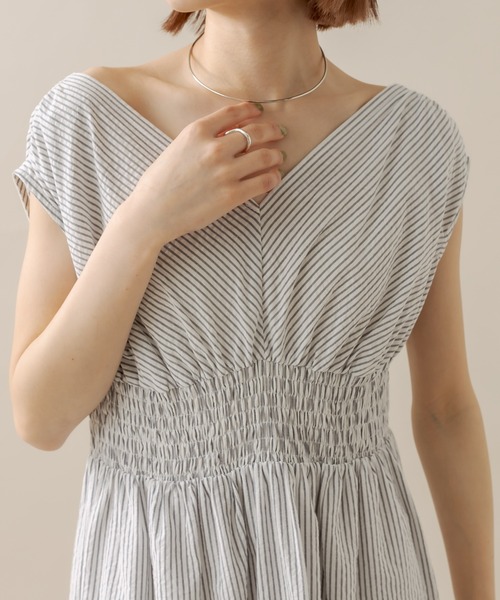 mline（エムライン）の「[mline]ストライプフレンチスリーブワンピース（ワンピース・レディース・オフホワイト/イエロー/ブルー・2/1）」の20枚目の写真