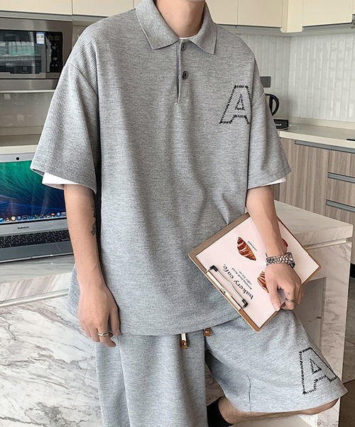 2点セット Poloネック 半袖 モード系 パンツ セットアップ セットアップ Aimoha アイモハ のファッション通販 Zozotown