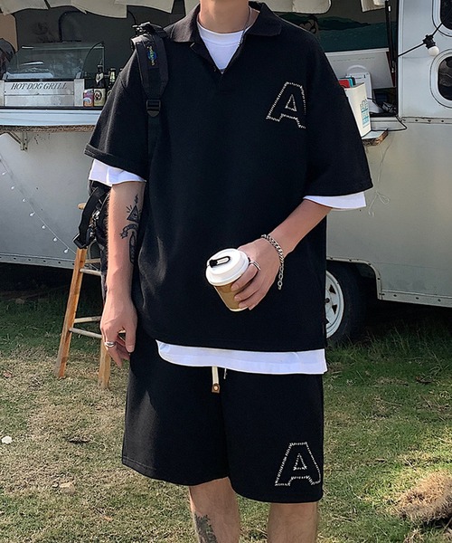 セール 2点セット Poloネック 半袖 モード系 パンツ セットアップ セットアップ Aimoha アイモハ のファッション通販 Zozotown