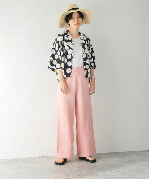 mii(ミー)の「【Mii / ミイ】LINENステッチイリパンツ(その他パンツ・レディース・ピンク/ライトイエロー・SMALL)」の6枚目の写真