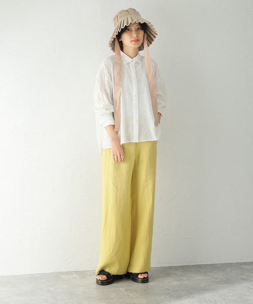 mii(ミー)の「【Mii / ミイ】LINENステッチイリパンツ(その他パンツ・レディース・ピンク/ライトイエロー・SMALL)」の9枚目の写真