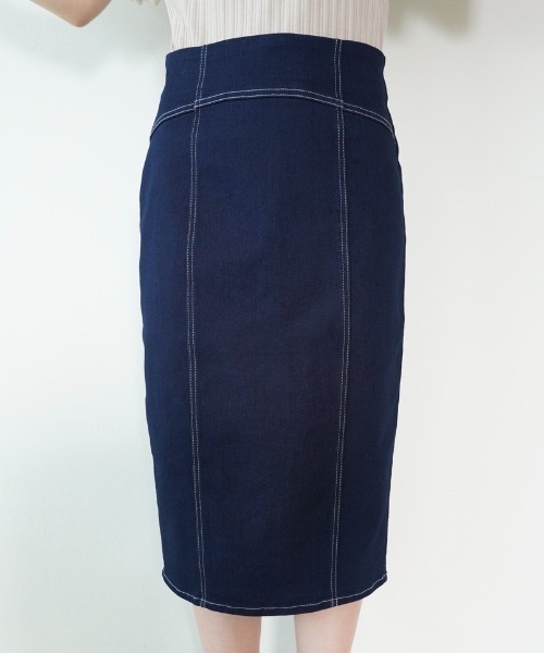 CECIL McBEE（セシルマクビー）の「ストレッチデニムナロースカート（デニムスカート・レディース・サックスブルー/ネイビー・LARGE/MEDIUM）」の10枚目の写真