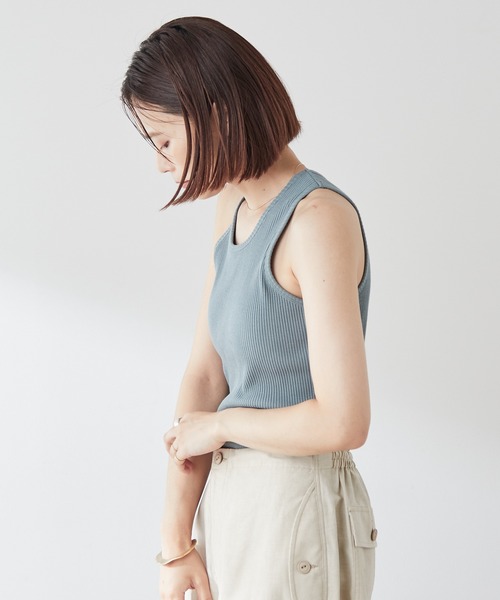 Omekashi(オメカシ)の「【earthy_】オーガニックコットンカップ付リブアシメタンクキャミ(キャミソール・レディース・ブラック/ブルー/アイボリー/キャメル・S/M)」の16枚目の写真