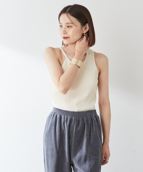 Omekashi(オメカシ)の「【earthy_】オーガニックコットンカップ付リブアシメタンクキャミ(キャミソール・レディース・ブラック/ブルー/アイボリー/キャメル・S/M)」の20枚目の写真