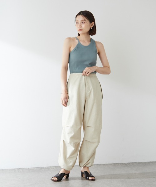 Omekashi(オメカシ)の「【earthy_】オーガニックコットンカップ付リブアシメタンクキャミ(キャミソール・レディース・ブラック/ブルー/アイボリー/キャメル・S/M)」の22枚目の写真