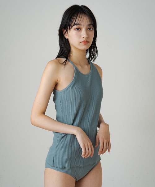 Omekashi(オメカシ)の「【earthy_】オーガニックコットンカップ付リブアシメタンクキャミ(キャミソール・レディース・ブラック/ブルー/アイボリー/キャメル・S/M)」の11枚目の写真