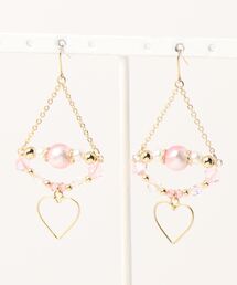 【wamushroom by wamcom】pink chandelier ハートのシャンデリアピアス