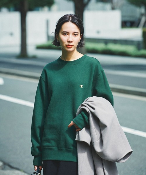 Champion(チャンピオン)の「【Champion(チャンピオン)】別注スウェット刺繍LS(Tシャツ/カットソー・レディース・ライトグレー/オフホワイト/ピンク/グリーン・FREE)」の3枚目の写真