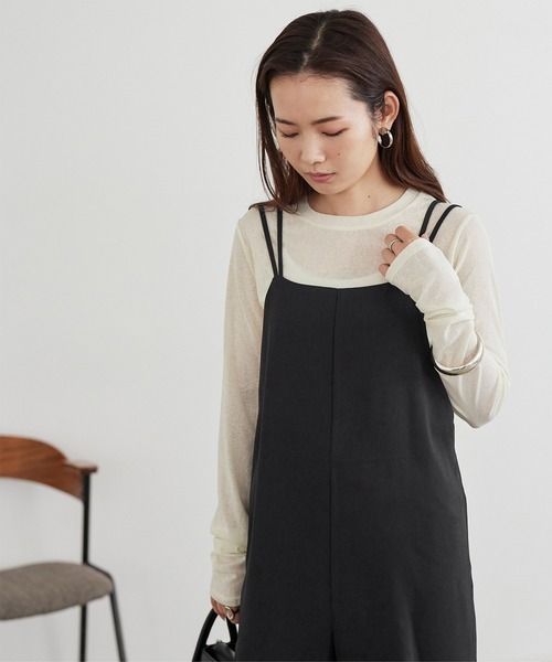 titivate（ティティベイト）の「ｷｬﾐｿｰﾙｻﾛﾍﾟｯﾄﾊﾟﾝﾂ/ｵｰﾙｲﾝﾜﾝ（サロペット/オーバーオール・レディース・アイボリー/チャコール/ブラック・S/M/L）」の9枚目の写真