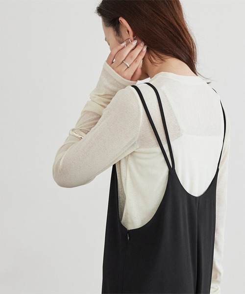 titivate（ティティベイト）の「ｷｬﾐｿｰﾙｻﾛﾍﾟｯﾄﾊﾟﾝﾂ/ｵｰﾙｲﾝﾜﾝ（サロペット/オーバーオール・レディース・アイボリー/チャコール/ブラック・S/M/L）」の12枚目の写真