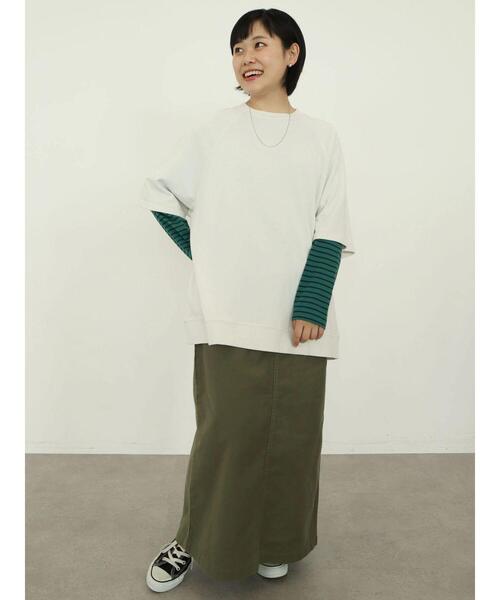 CRAFT STANDARD BOUTIQUE(クラフトスタンダードブティック)の「ピグメントダイラグランH/Sスウェット *(Tシャツ/カットソー・レディース・チャコールグレー/ライトブラウン/ライトグレー/ブルー/レッド・FREE)」の22枚目の写真