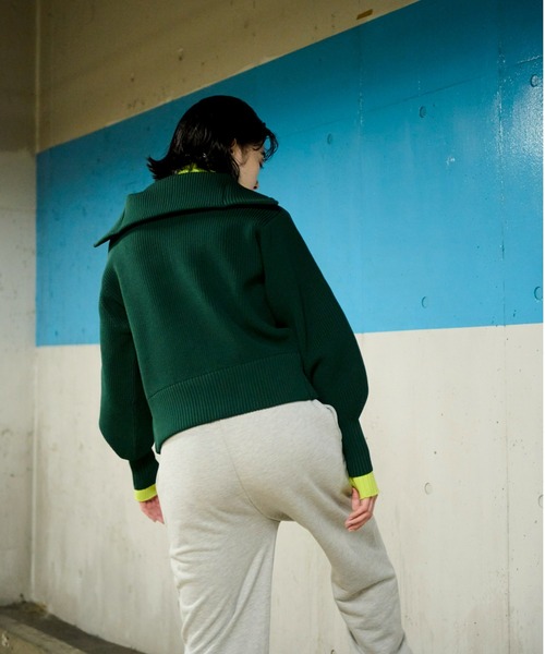 Auntie Rosa Holiday（アンティローザホリデー）の「ビッグカラーフルジップカーデ（カーディガン/ボレロ・レディース・ブラック/グリーン・FREE）」の21枚目の写真