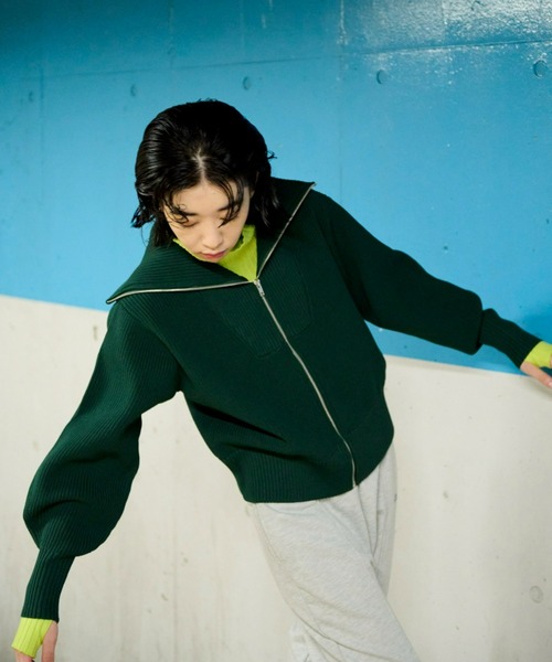 Auntie Rosa Holiday（アンティローザホリデー）の「ビッグカラーフルジップカーデ（カーディガン/ボレロ・レディース・ブラック/グリーン・FREE）」の19枚目の写真