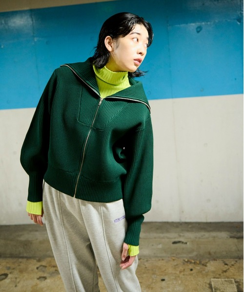 Auntie Rosa Holiday（アンティローザホリデー）の「ビッグカラーフルジップカーデ（カーディガン/ボレロ・レディース・ブラック/グリーン・FREE）」の18枚目の写真