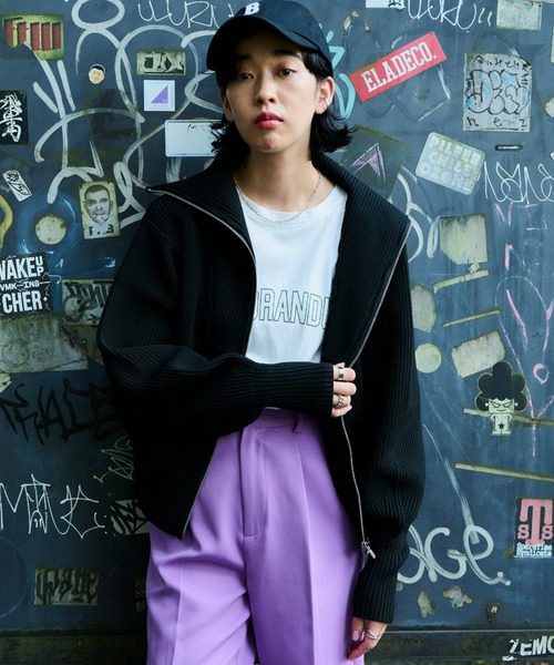 Auntie Rosa Holiday（アンティローザホリデー）の「ビッグカラーフルジップカーデ（カーディガン/ボレロ・レディース・ブラック/グリーン・FREE）」の3枚目の写真