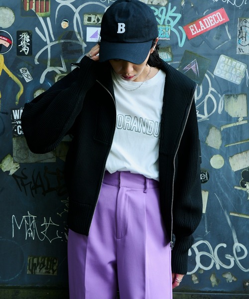 Auntie Rosa Holiday（アンティローザホリデー）の「ビッグカラーフルジップカーデ（カーディガン/ボレロ・レディース・ブラック/グリーン・FREE）」の4枚目の写真