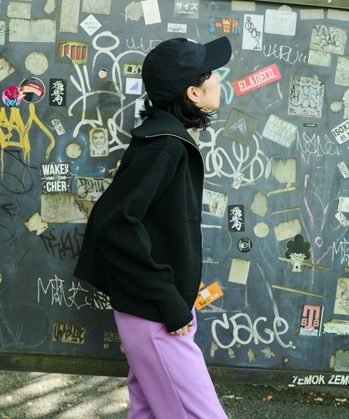 Auntie Rosa Holiday（アンティローザホリデー）の「ビッグカラーフルジップカーデ（カーディガン/ボレロ・レディース・ブラック/グリーン・FREE）」の7枚目の写真