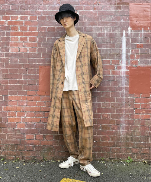 Purple&Yellow（パープルアンドイエロー）の「チェック チェスターコート（チェスターコート・メンズ・オリーブ/キャメル・SMALL/MEDIUM/LARGE/X-SMALL）」の9枚目の写真