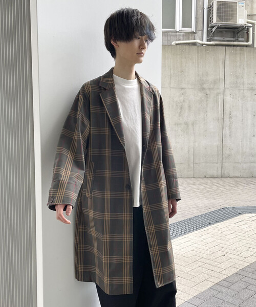 Purple&Yellow（パープルアンドイエロー）の「チェック チェスターコート（チェスターコート・メンズ・オリーブ/キャメル・SMALL/MEDIUM/LARGE/X-SMALL）」の4枚目の写真