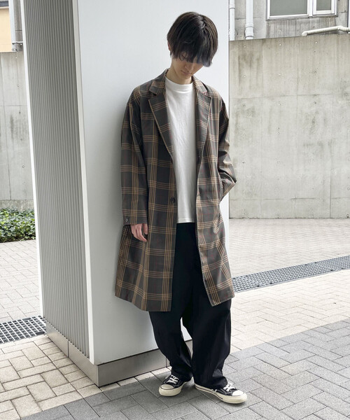 Purple&Yellow（パープルアンドイエロー）の「チェック チェスターコート（チェスターコート・メンズ・オリーブ/キャメル・SMALL/MEDIUM/LARGE/X-SMALL）」の14枚目の写真