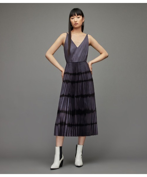 ALLSAINTS（オールセインツ）の「CURTIS 2-IN-1 TIE DYE MIDI DRESS | CURTIS 2-IN-1 タイダイ ミディ ドレス・ワンピース（ワンピース・レディース・グレー系その他・XS/M/S/L）」の5枚目の写真