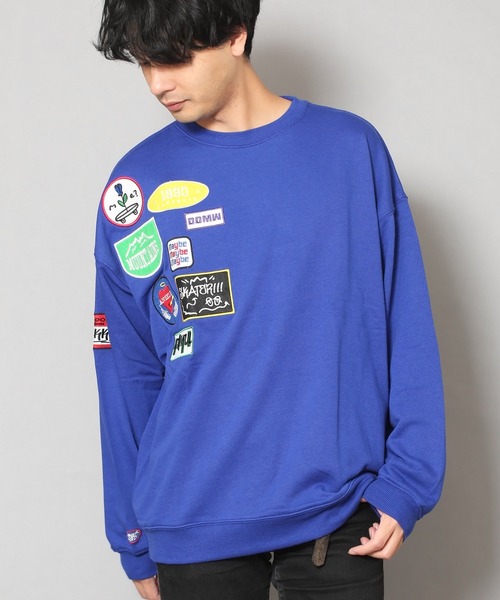 CERCA（チェルカ）の「BG/TC裏毛ワッペン付きトレーナー（スウェット・メンズ・ブルー/グレー/ホワイト/グリーン/ブラック・LARGE/MEDIUM）」の5枚目の写真