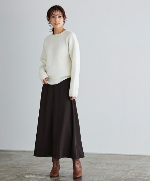 Pierrot（ピエロ）の「フレアスカート ロング丈（スカート・レディース・ブラック/ホワイト系その他/ブラウン/ブルーグリーン/ライトブルー・M/L）」の13枚目の写真