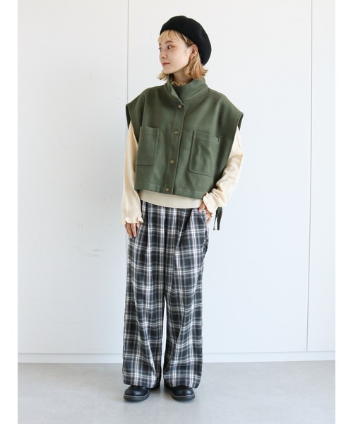 ehka sopo（エヘカソポ）の「チェックワイドパンツ（その他パンツ・レディース・グレー/ブラウン/ネイビー・ﾌﾘ-）」の5枚目の写真