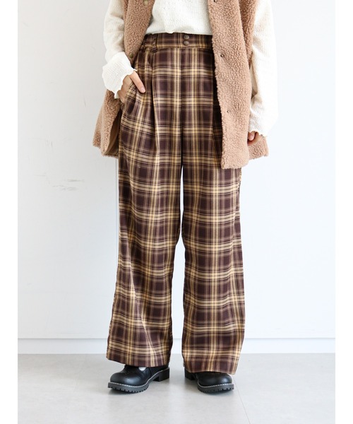 ehka sopo（エヘカソポ）の「チェックワイドパンツ（その他パンツ・レディース・グレー/ブラウン/ネイビー・ﾌﾘ-）」の12枚目の写真