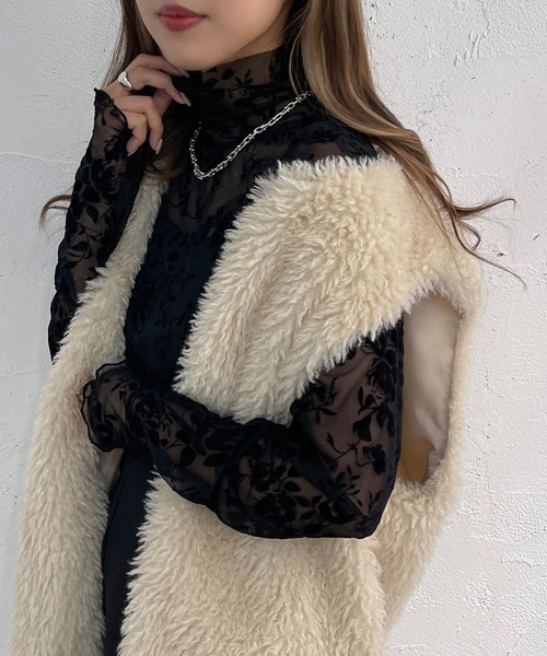 apres jour mignon(アプレジュールミニョン)の「フロッキープリントトップス【ZOZOTOWN限定アイテム】(Tシャツ/カットソー・レディース・ブラック/グレー/アイボリー・X-LARGE/フリー)」の13枚目の写真