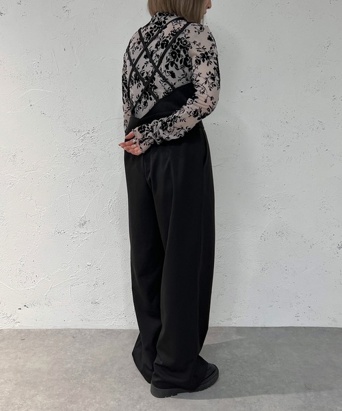 apres jour mignon(アプレジュールミニョン)の「フロッキープリントトップス【ZOZOTOWN限定アイテム】(Tシャツ/カットソー・レディース・ブラック/グレー/アイボリー・X-LARGE/フリー)」の22枚目の写真