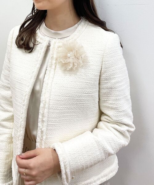 OPAQUE.CLIP（オペークドットクリップ）の「◆パール調飾り付きコサージュ（ブローチ/コサージュ・レディース・ネイビー/ライトベージュ・00）」の2枚目の写真