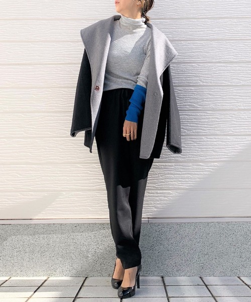 Q（キュー）の「ウォッシャブルツイルイージーパンツ（その他パンツ・レディース・ブラック/アイボリー/ライトオリーブ・MEDIUM）」の8枚目の写真