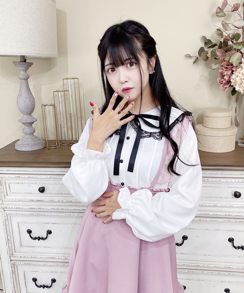 MA*RS（アメーバーマーズ）の「スピンドルセーラー配色ブラウス（シャツ/ブラウス・レディース・ブラック/ホワイト/ピンク・FREE）」の21枚目の写真