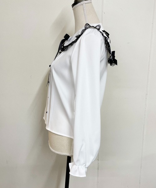 MA*RS（アメーバーマーズ）の「スピンドルセーラー配色ブラウス（シャツ/ブラウス・レディース・ブラック/ホワイト/ピンク・FREE）」の6枚目の写真