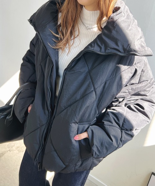 Futier land(フューティアランド)の「ダイヤキルトフェイクダウンジャケット(ダウンジャケット/コート・レディース・モカ/アイボリー/ライトカーキ/ブラック・MEDIUM)」の5枚目の写真