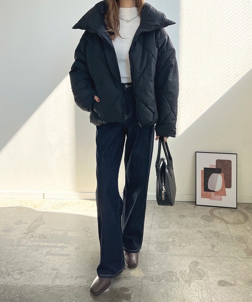 Futier land(フューティアランド)の「ダイヤキルトフェイクダウンジャケット(ダウンジャケット/コート・レディース・モカ/アイボリー/ライトカーキ/ブラック・MEDIUM)」の15枚目の写真