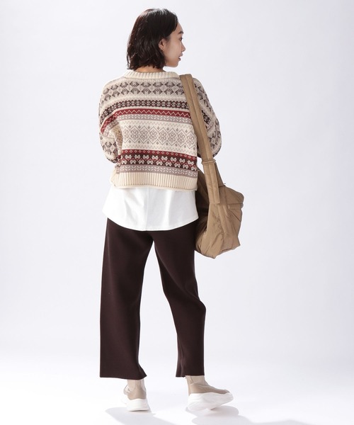 niko and...（ニコアンド）の「ショートVネック地柄プルオーバー（ニット/セーター・レディース・チャコール/アイボリー/ライトブルー・FREE）」の10枚目の写真