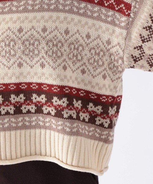 niko and...（ニコアンド）の「ショートVネック地柄プルオーバー（ニット/セーター・レディース・チャコール/アイボリー/ライトブルー・FREE）」の16枚目の写真