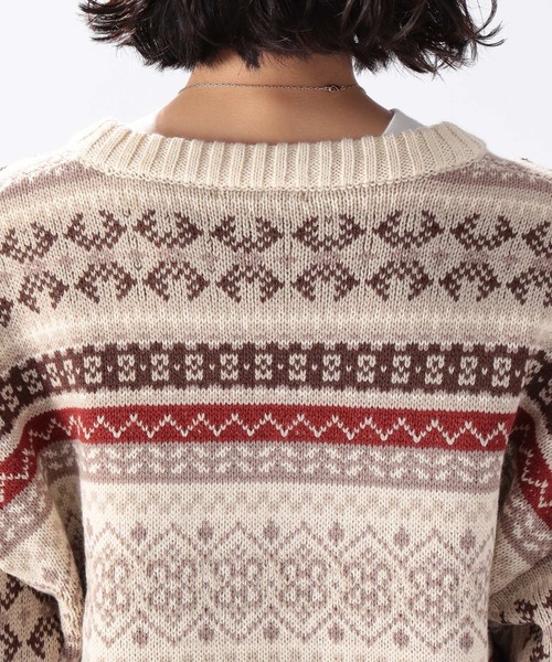 niko and...（ニコアンド）の「ショートVネック地柄プルオーバー（ニット/セーター・レディース・チャコール/アイボリー/ライトブルー・FREE）」の17枚目の写真