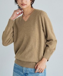 31292　レディース　カシミヤ100％　Ｖネックニット　グレー　Ｍ 日本製】カシミヤ100% ベーシック Vネック セーター レディース