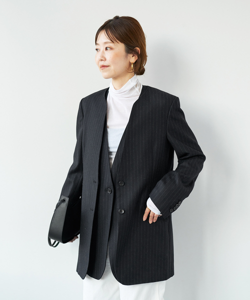 plage（プラージュ）の「Collarless Long ジャケット（ノー
