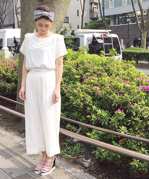 mystic（ミスティック）の「フリンジ切替ティー（Tシャツ/カットソー・レディース・オフホワイト/グレー/ベージュ/ブラック・ﾌﾘ-）」の13枚目の写真