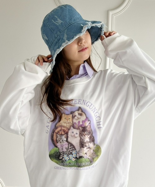 Loueme(ルエム)の「【23S/S 春夏新作】キャットプリントオーバースウェット(スウェット・レディース・ラベンダー/ホワイト/チャコールグレー・FREE)」の19枚目の写真