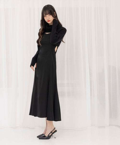 DearMyLoveMillor(ディアマイラブミラー)の「ダイヤカットキャミワンピ(ワンピース・レディース・ブラック/ベージュ・MEDIUM/LARGE/X-LARGE/XX-LARGE)」の4枚目の写真